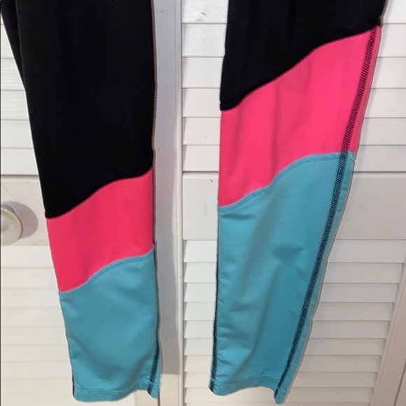 Black, Pink & Blue Leggings - Picture 2 of 3